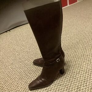 Elegant Brown leather Knee-High Women's Boots